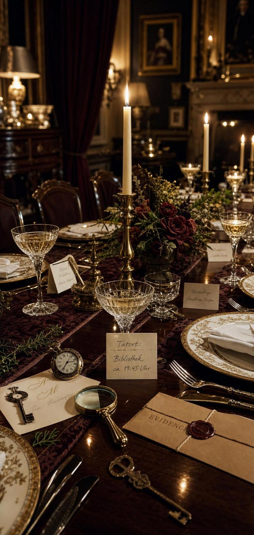 Krimidinner Deko: Stimmungsvolle Dekoration für den Tatort