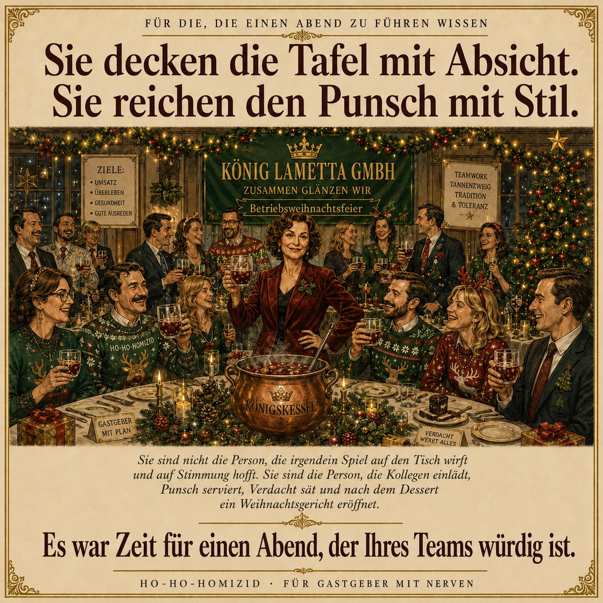 Weihnachts Krimidinner Ho-Ho-Homizid · Mord auf der Weihnachtsfeier – Als Gastgeber selbst mitspielen