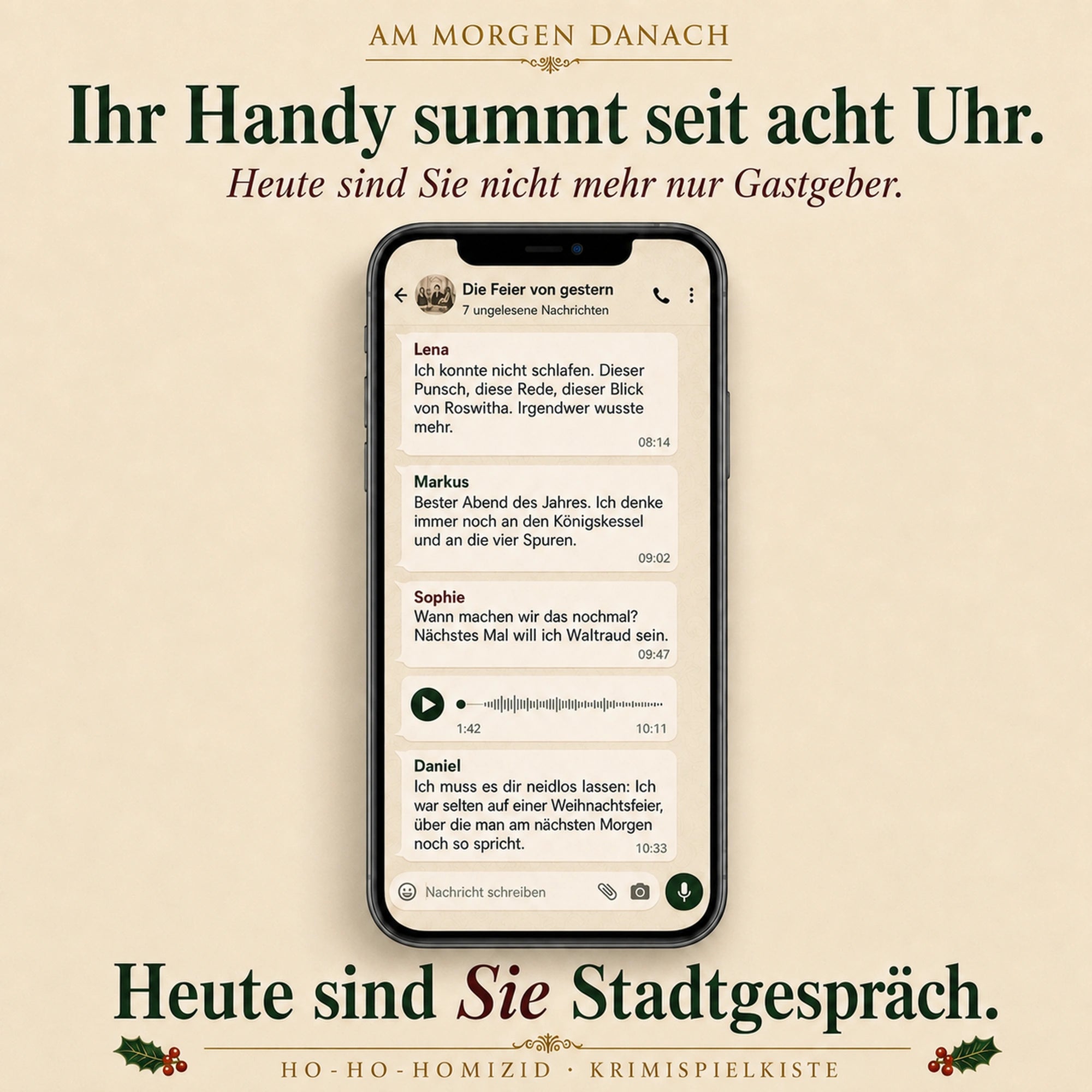 Weihnachts Krimidinner Ho-Ho-Homizid · Mord auf der Weihnachtsfeier – Als Gastgeber selbst mitspielen
