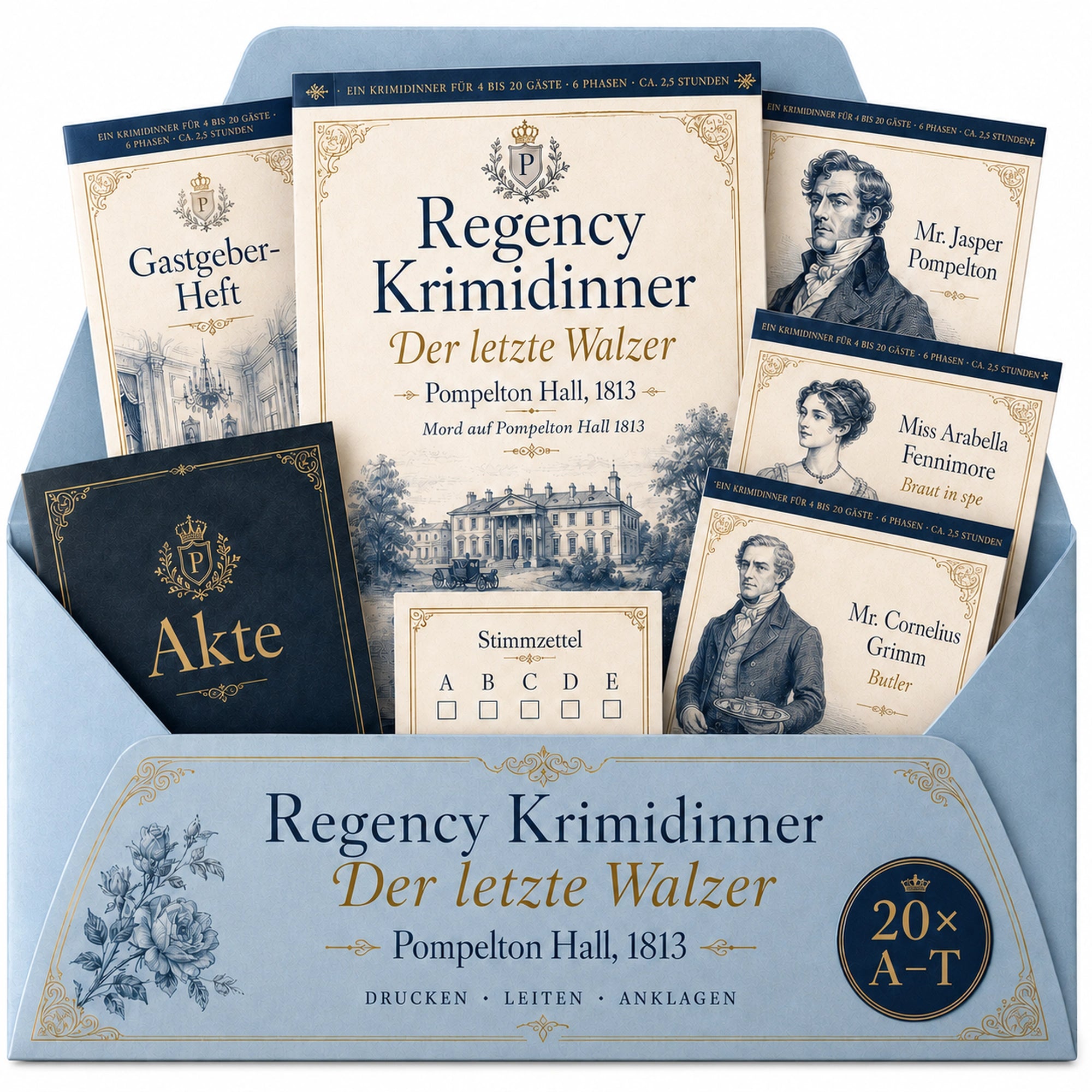 Regency Krimidinner - Der letzte Walzer · Mord auf Pompelton Hall 1813 – Als Gastgeber selbst mitspielen