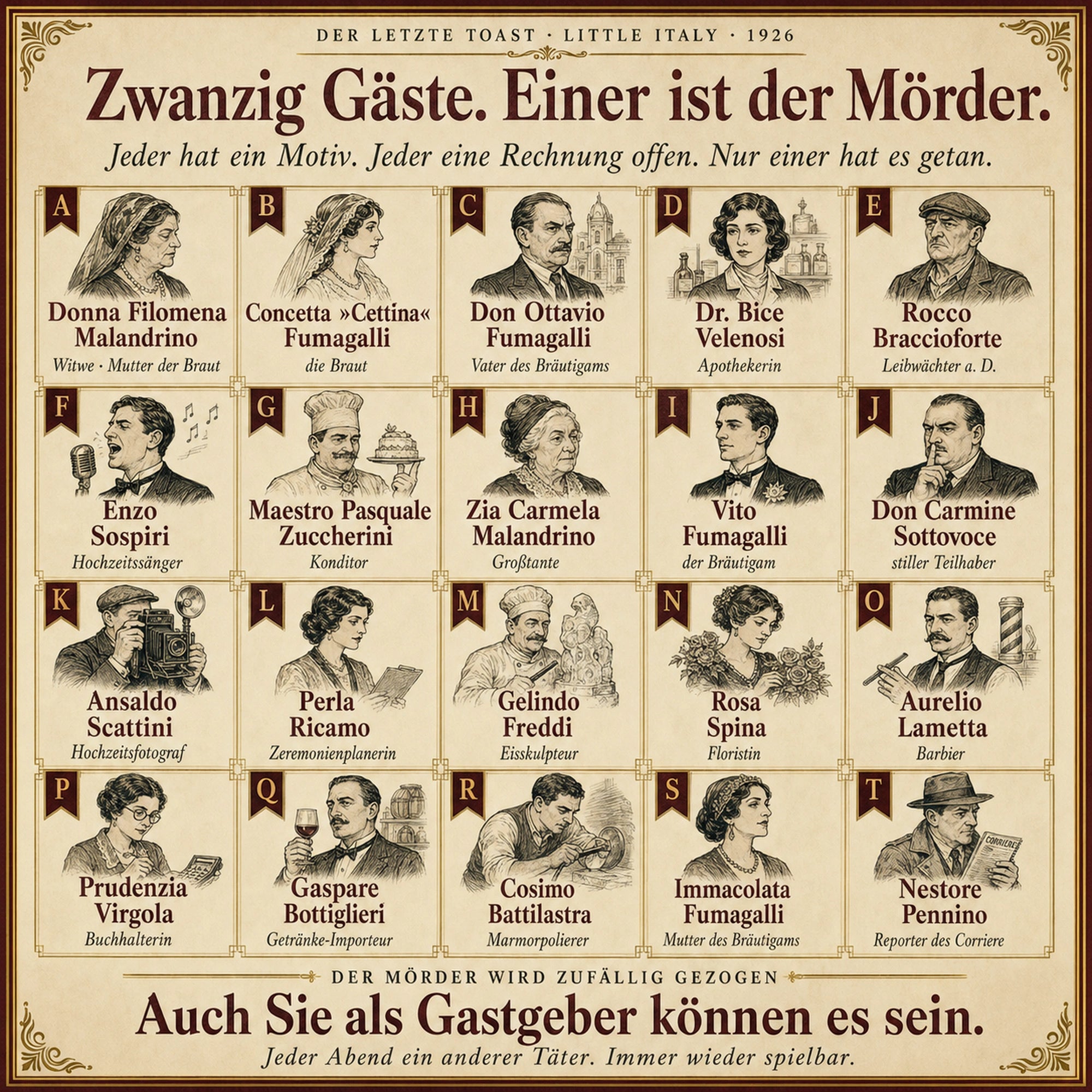 Mafia Krimidinner Der letzte Toast · Mordhochzeit in Little Italy 1926 – Als Gastgeber selbst mitspielen