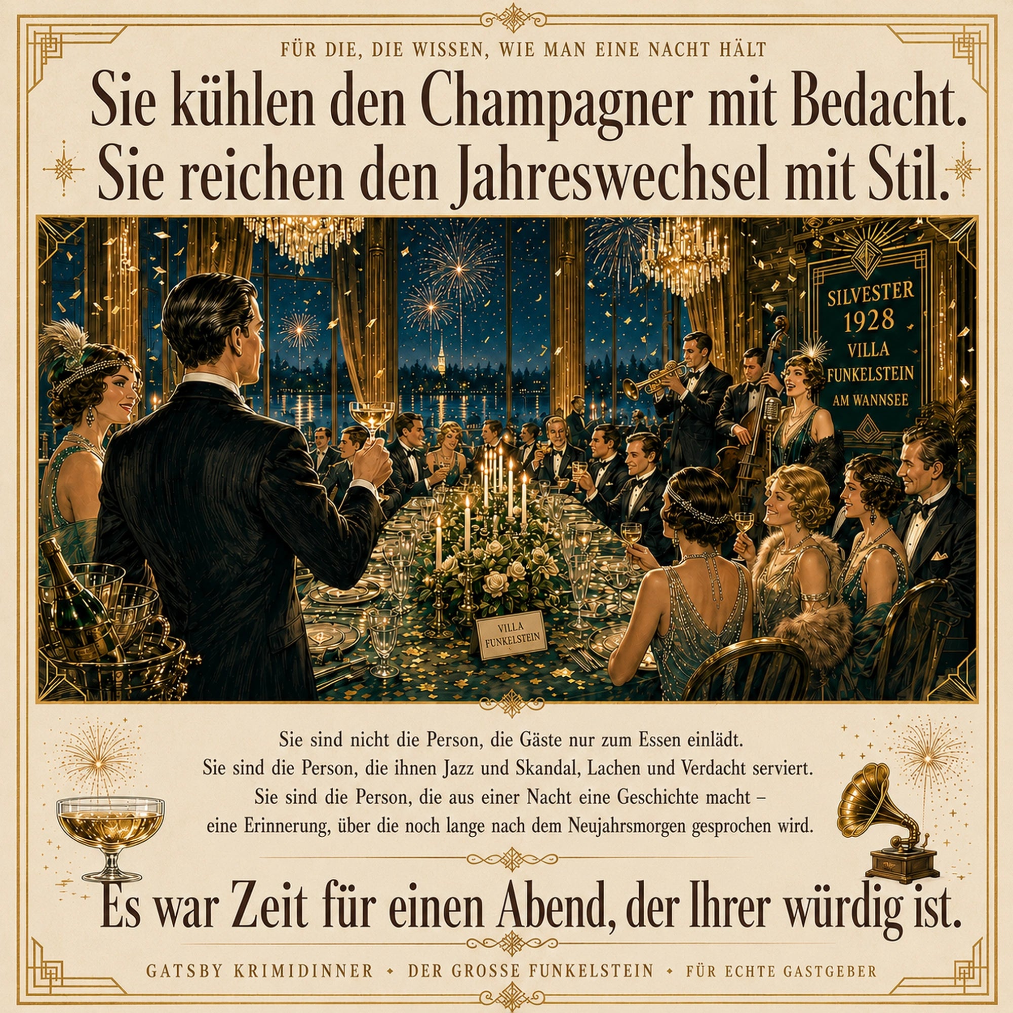 Gatsby Krimidinner Der Große Funkelstein · Silvestermord am Wannsee 1928 – Als Gastgeber selbst mitspielen